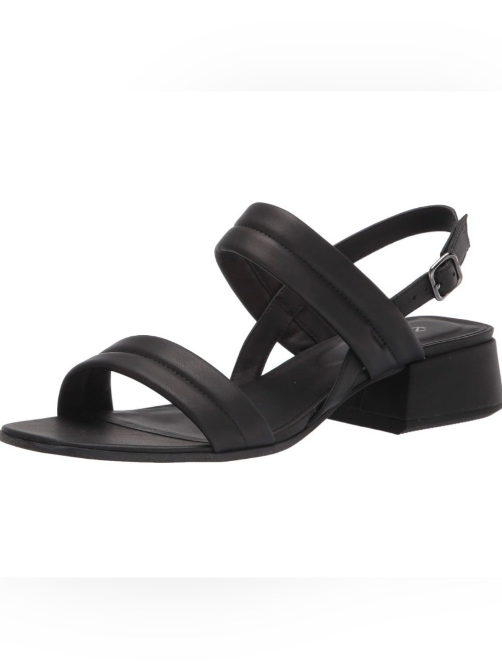 Ecco Black Padded Double-Strap Low Block Heel Sandals
